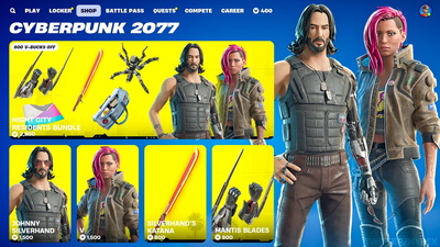 Джонни Сильверхенд и женская версия Ви из Cyberpunk 2077 появятся в Fortnite